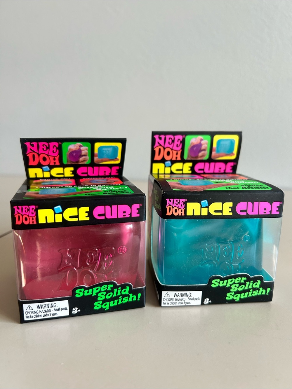 Schylling NeeDoh Nee Doh Nice Cube Blue & Pink Bundle 🧊💕💘